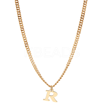 1Pc 304 Stainless Steel Letter Pendant Necklaces NJEW-LP0001-33R-G-1
