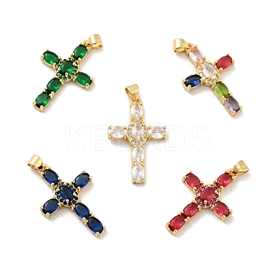 Rack Plating Brass Micro Pave Cubic Zirconia Pendants ZIRC-F129-29-G-1