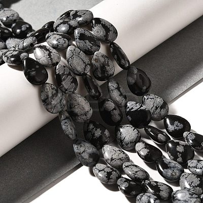 Natural Snowflake Obsidian Beads Strands X-G-I377-A28-1