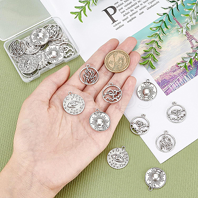24Pcs 4 Style Tibetan Style Alloy Pendants TIBEP-BC0001-01-1