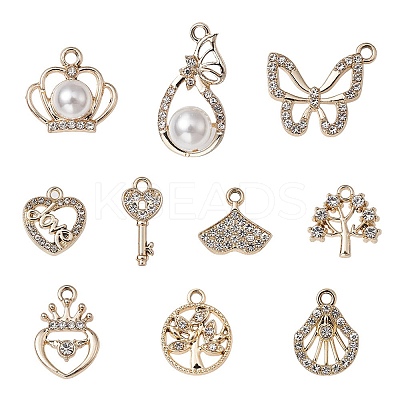 10Pcs 10 Style UV Plating Alloy Pendants ALRI-YW0001-17-1