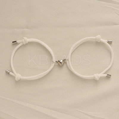 Alloy Heart-shaped Magnetic Braided Rope Bracelets for Couple Girlfriends WG59636-03-1