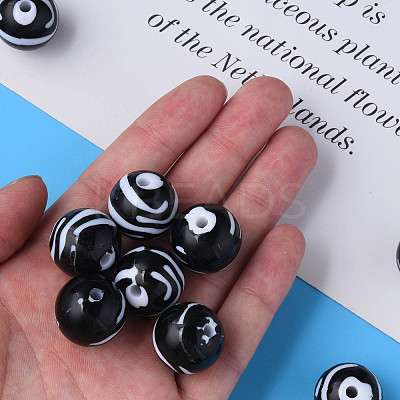 Opaque Striped Acrylic Beads MACR-S373-27B-10-1
