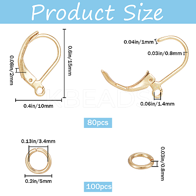 80Pcs 304 Stainless Steel Leverback Earring Findings STAS-SP0001-13-1