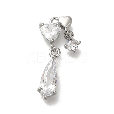 Rack Plating Brass Micro Pave Cubic Zirconia Pendants KK-M014-13P-1