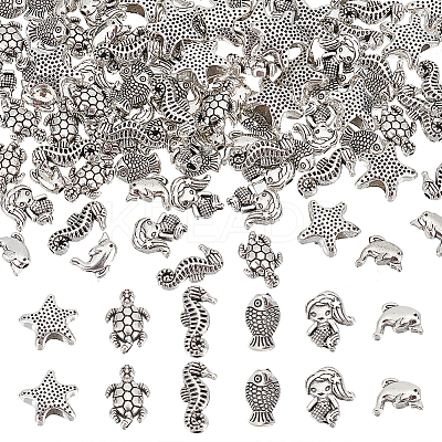 120Pcs 6 Style Tibetan Style Alloy Beads TIBEB-PH0004-92-1