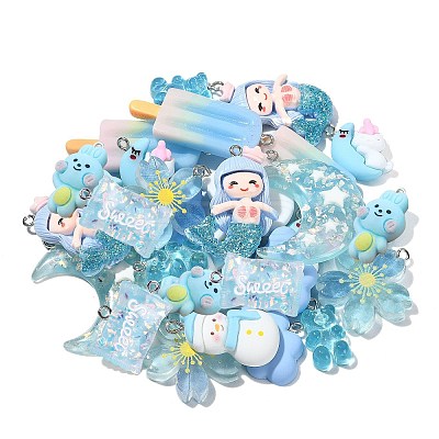 30Pcs 10 Styles Opaque & Transparent  Resin Pendants RESI-CJ0003-02-1