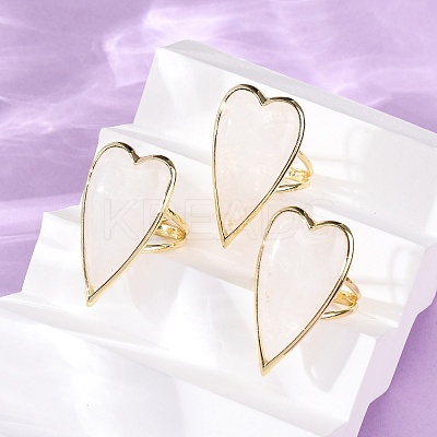 Heart Natural Gemstone Finger Rings RJEW-M076-03G-1