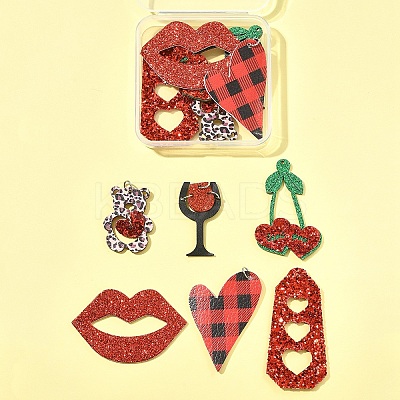 12Pcs 6 Styles PU Leather Big Pendants FIND-FS0003-74-1