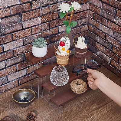 4-Tier Wood Acrylic Organizer Display Riser Rack ODIS-WH0070-13B-1