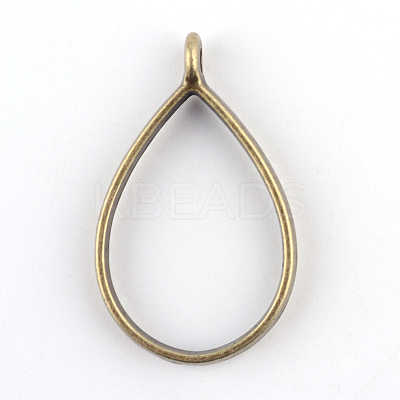 Rack Plating Alloy Teardrop Open Back Bezel Pendants PALLOY-S047-29F-FF-1