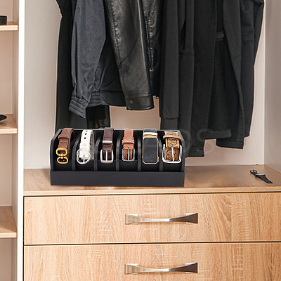 Bamboo Belt Organizer Holder with 6 Compartments AJEW-WH0166-77B-1