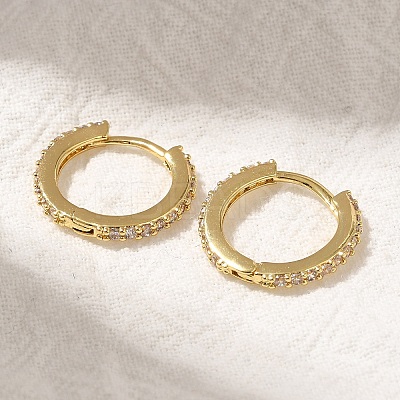 Rack Plating Brass Micro Pave Cubic Zirconia Hoop Earrings EJEW-H143-15G-01-1