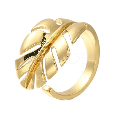 Rack Plating Brass Cuff Finger Rings for Women RJEW-C115-02G-1