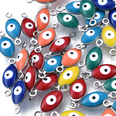 304 Stainless Steel Enamel Connector Charms STAS-N092-179-1