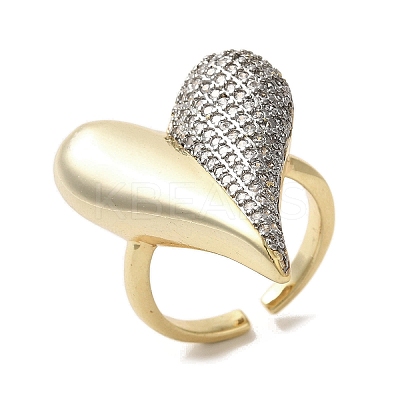 Brass Micro Pave Cubic Zirconia Cuff Rings for Women RJEW-G325-12GP-1