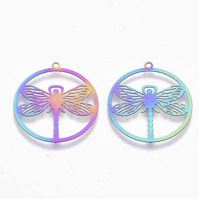 Ion Plating(IP) 201 Stainless Steel Filigree Pendants X-STAS-R102-14-1