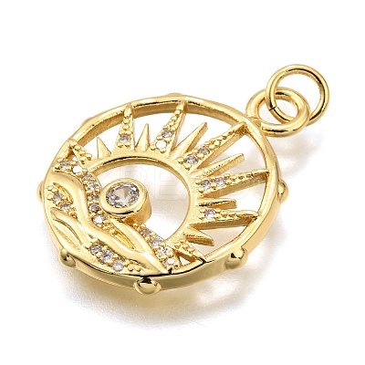 Rack Plating Brass Micro Pave Cubic Zirconia Pendants KK-K401-48B-G-1