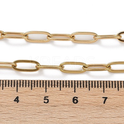 Ion Plating(IP) 304 Stainless Steel Paperclip Chain Necklace for Women LS-NJEW-C011-03G-1