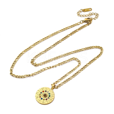 304 Stainless Steel Colorful Rhinestone Zodiac Pendant Necklaces for Women NJEW-U032-02G-1