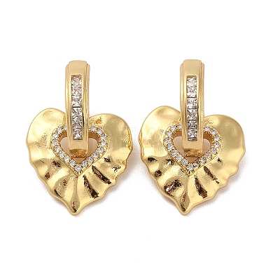 Brass Micro Pave Cubic Zirconia Dangle Hoop Earrings EJEW-P252-05G-1