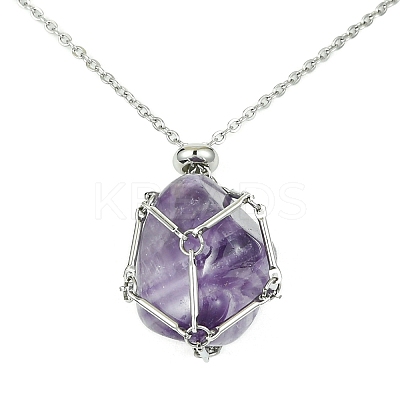 Tarnish Resistant 304 Stainless Steel Macrame Pouch Braided Gemstone Holder NJEW-JN04468-04-1