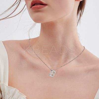 1pc Brass Chain with Alloy Letter Pendants Necklaces NJEW-LP0001-41B-P-1