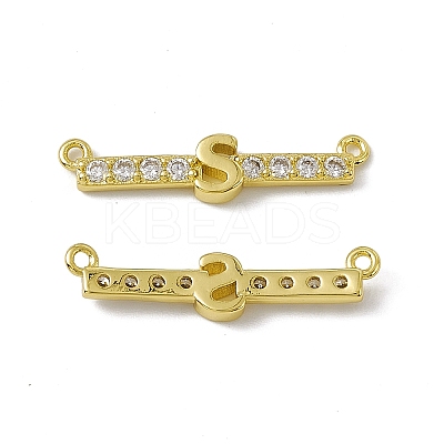 Rack Plating Brass Micro Pave Clear Cubic Zirconia Connector Charms KK-C007-37G-S-1