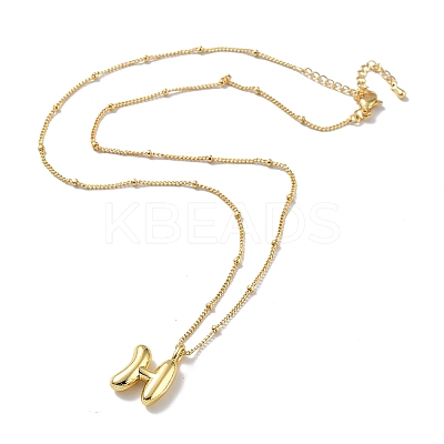 Initial Letter Brass Pendant Necklace NJEW-A015-21G-H-1