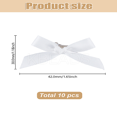 10Pcs Bowknot Polyester Alligator Hair Clips AJEW-LP0008-08A-1