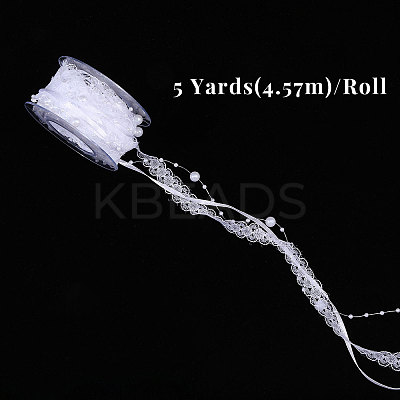 Polyester Flower Lace Ribbon OCOR-WH0097-21-1