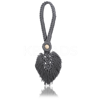 2Pcs Handmade Macrame Leaf Curtain Tiebacks AJEW-CN0003-65C-1