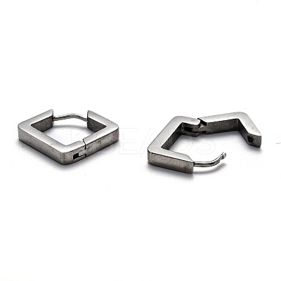 Tarnish Resistant 304 Stainless Steel Rhombus Huggie Hoop Earrings STAS-J033-08P-1