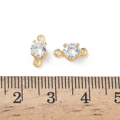 Brass Pave Clear Cubic Zirconia Connector Charms KK-Z136-54A-G-1