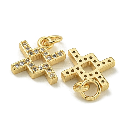 Rack Plating Brass Micro Pave Cubic Zirconia Pendants KK-K386-02F-G-1