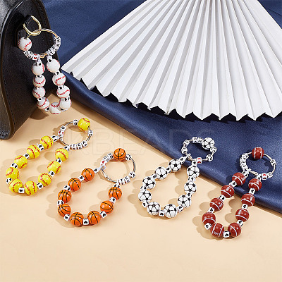 5Pcs Acrylic Sports Ball Beads Pendant Decoration HJEW-GO00103-1