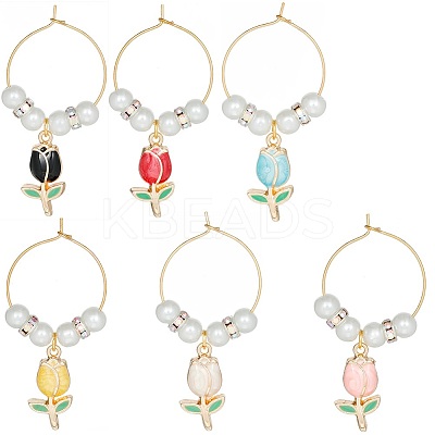 Alloy Enamel Pendants Wine Glass Charms AJEW-SC0002-01-1