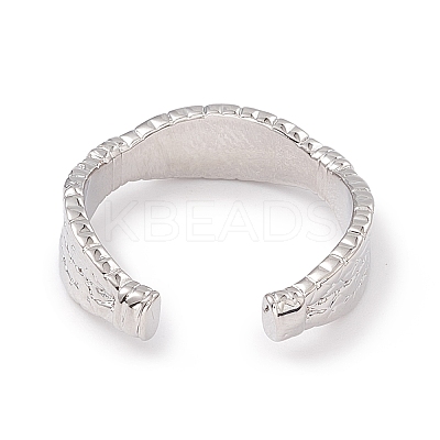 Brass Twist Rope Open Cuff Ring for Women RJEW-P079-02P-1