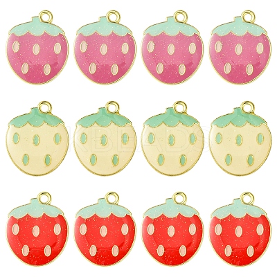 12Pcs 3 Colors Light Gold Plated Alloy Enamel Pendants FIND-FS0002-82-1