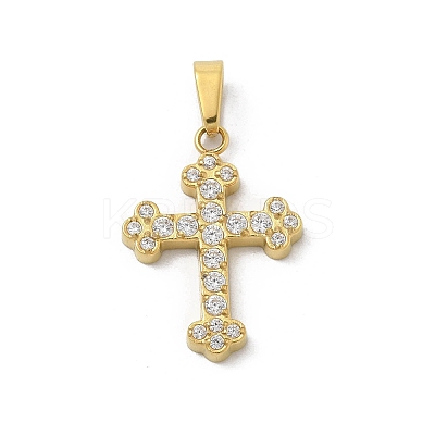 Ion Plating(IP) 304 Stainless Steel Micro Pave Cubic Zirconia Pendants STAS-Z107-08G-11-1