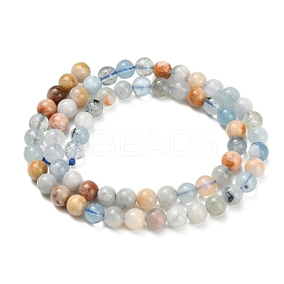 Natural Aquamarine Beads Strands X-G-F591-29A-6mm-04-1