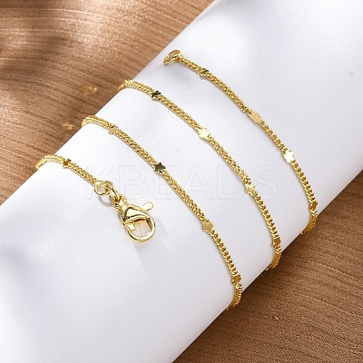 Brass Curb Chains with Star Necklace for Women NJEW-P265-11G-1