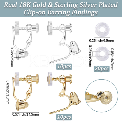 20Pcs 2 Colors Rack Plating Brass Clip-on Earring Converters Findings KK-BBC0019-60A-1