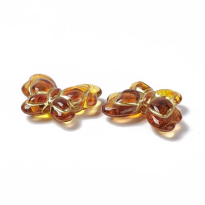 Golden Metal Enlaced Acrylic Beads OACR-H019-14-1