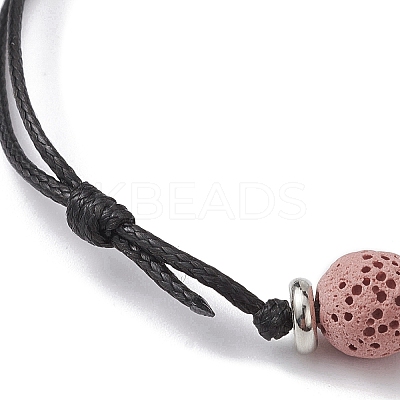 Dyed Natural Lava Rock Round Braided Bead Bracelets BJEW-JB09907-1