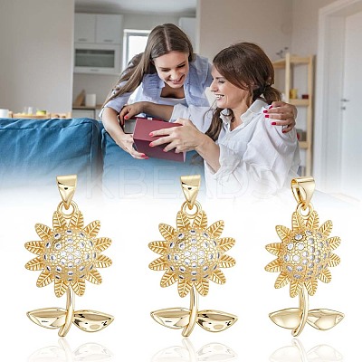 6Pcs Rack Plating Brass Micro Pave Cubic Zirconia Pendants KK-BBC0020-64-1