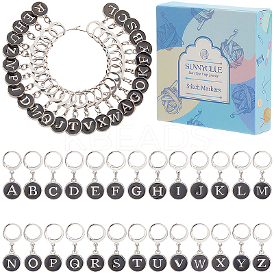 26Pcs Alloy Enamel Pendant Locking Stitch Markers HJEW-SC00136-1