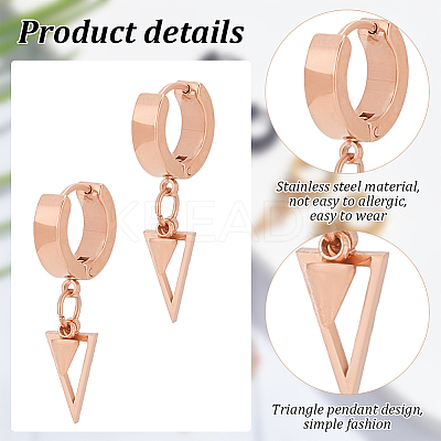 16Pcs 4 Colors 304 Stainless Steel Hollow Triangle Dangle Hoop Earrings with 316 Stainless Steel Pins EJEW-AN0003-66-1
