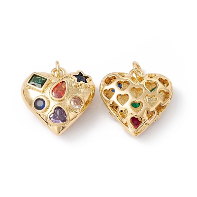 Rack Plating Brass Micro Pave Colorful Cubic Zirconia Pendants ZIRC-C040-13G-1