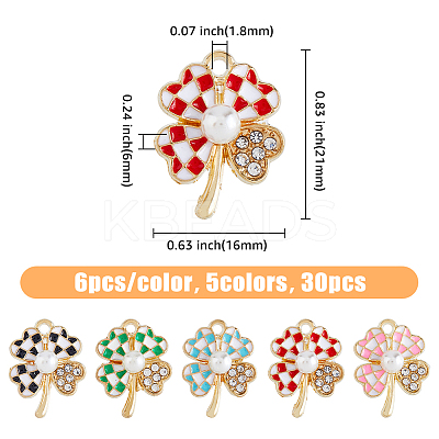 30Pcs 5 Colors Alloy Enamel Pendants ENAM-HY0001-16-1